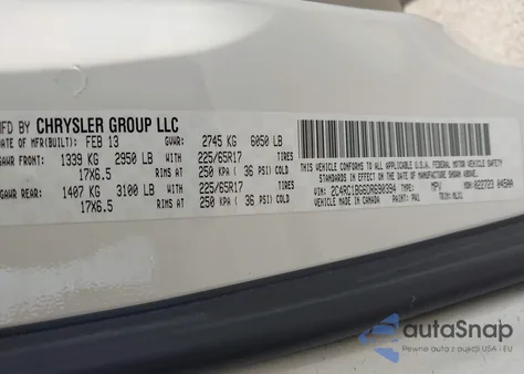 2013 Chrysler Town & Country Touring из США, поврежденный, VIN 2C4RC1BG6DR690394